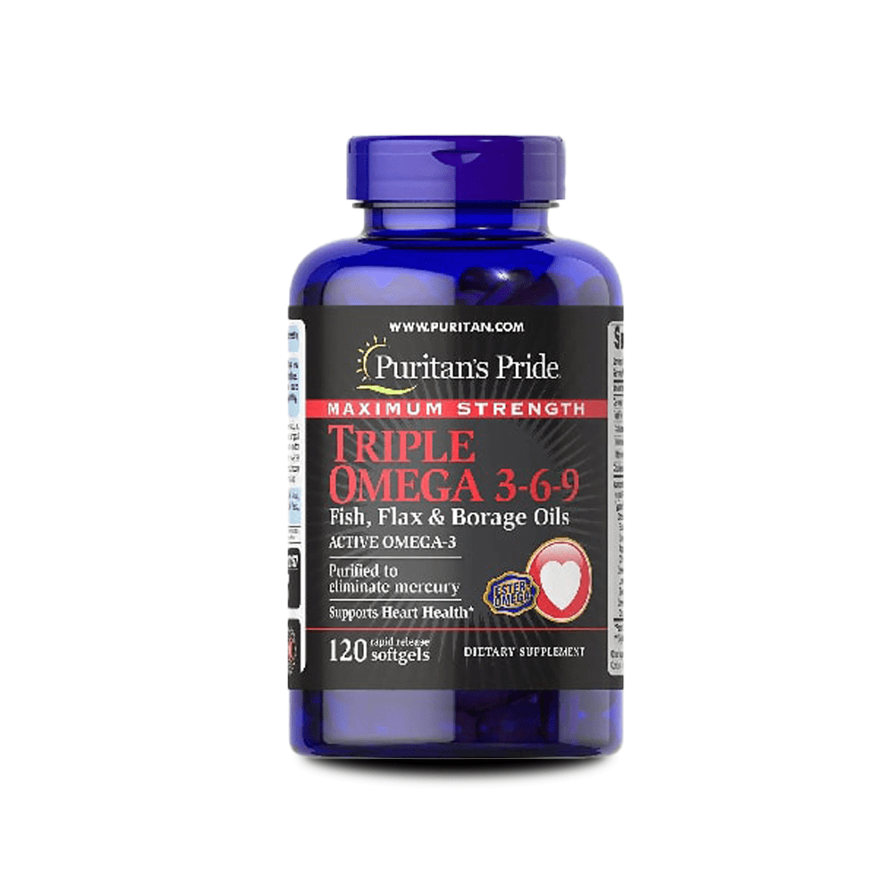 Puritan's Pride Triple Omega 3-6-9 Fish, Flax & Borage Oils (120 Veg Tablet) - الصورة 2