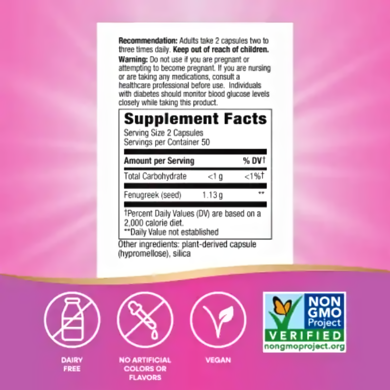 Nature's Way Fenugreek Seed, Traditional Lactation/Breastfeeding Support (100 Capsules) - Image 3