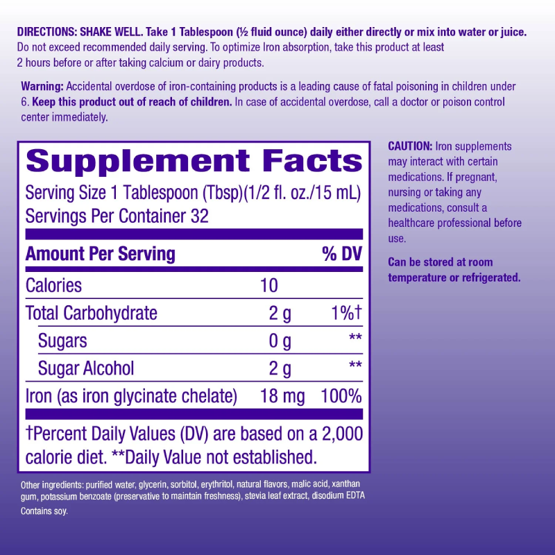 Nature’s Way Liquid Iron – 32 servings back