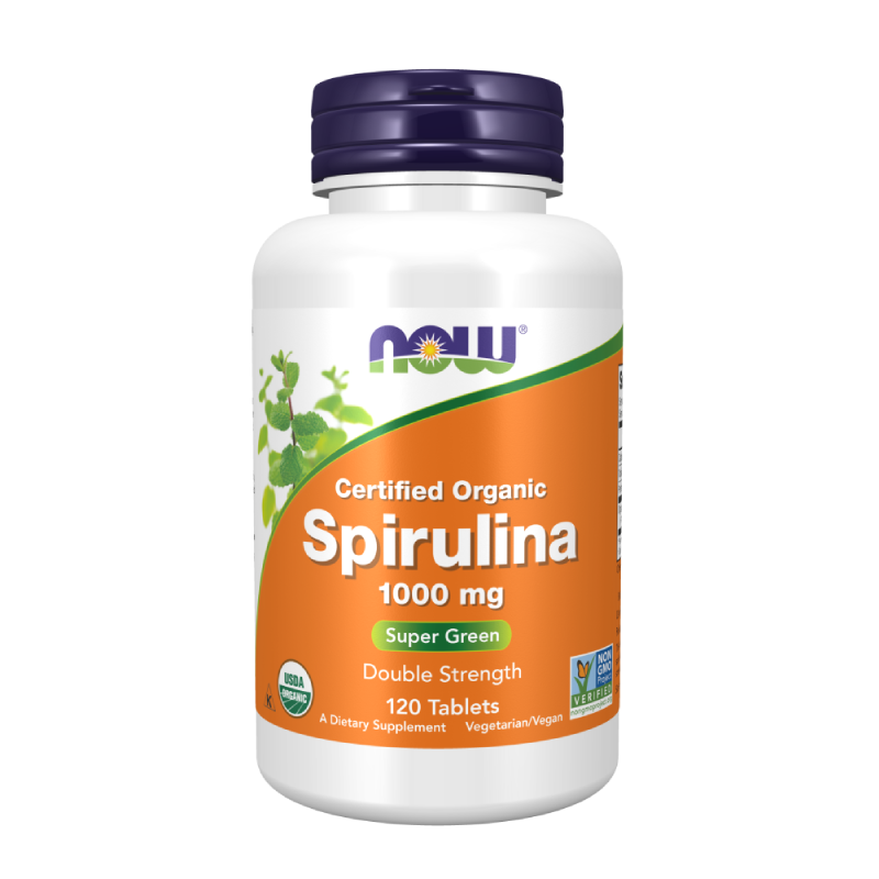 NOW Spirulina 1000 mg (Double Strength), Rich in Beta-Carotene (Vitamin A) and B-12 with naturally occurring GLA , 120 Tablets