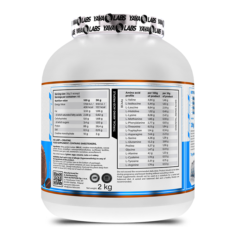 yavalabs Iso camp+creatine 2 kg strawberry ice Cream Back
