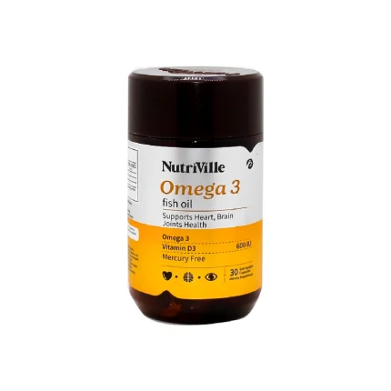 Optimize Your Health with Nutriville Omega-3 Fish Oil Maintaining peak cardiovascular and cognitive health is essential for thriving in Egypt's fast-paced environment. Nutriville Omega-3 Fish Oil (30 Capsules) by Parkville is a premium daily supplement designed to deliver the essential fatty acids your body needs but cannot produce on its own. Whether you are an athlete looking to support joint recovery, a professional aiming for sharper mental focus, or simply prioritizing your long-term wellness, this high-purity fish oil provides a convenient and highly effective solution to safeguard your overall health. Each easy-to-swallow softgel is packed with high-quality, purified fish oil rich in EPA (Eicosapentaenoic Acid) and DHA (Docosahexaenoic Acid). These critical Omega-3 fatty acids work synergistically to promote a healthy heart by managing triglyceride levels, support optimal brain function and memory, and reduce joint inflammation. Processed to remove heavy metals and toxins, Nutriville Omega-3 ensures maximum absorption without the unpleasant fishy aftertaste, making it the perfect foundational supplement for your daily vitality. 📊 Nutritional Facts (English) Calories: 10 kcal Total Fat: 1 g Premium Fish Oil Concentrate: 1000 mg EPA (Eicosapentaenoic Acid): 180 mg DHA (Docosahexaenoic Acid): 120 mg 🔬 Product Ingredients (English) Highly Purified Fish Oil Concentrate, Gelatin, Glycerin, Purified Water, Mixed Tocopherols (Antioxidant). Note: Contains Fish. Please refer to the official manufacturer packaging for specific fish species and allergen information. Free from artificial colors and flavors. 🕒 When to use: Take your dosage consistently every day. It is highly recommended to consume your Omega-3 supplement alongside a main meal containing dietary fats (like lunch or dinner) to maximize absorption and eliminate any potential fishy aftertaste. 🥄 How to use: For adults: Take 1 to 2 softgel capsules daily. Swallow the capsule whole with a full glass of water during or immediately after a meal, or as directed by your healthcare professional.